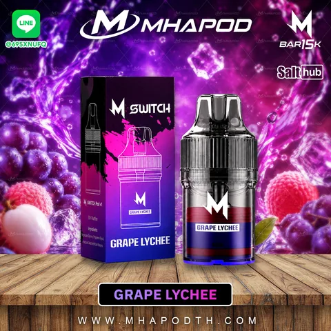 M-SWITCH 15K หัวพอตเปลี่ยน 15000 คำ กลิ่น GRAPE LYCHEE (องุ่นลิ้นจี่)