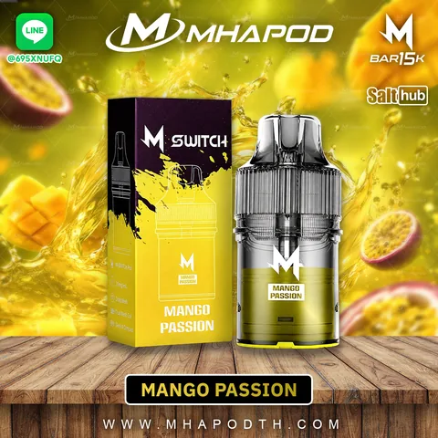 M-SWITCH 15K หัวพอตเปลี่ยน 15000 คำ กลิ่น MANGO PASSION (มะม่วงเสาวรส)