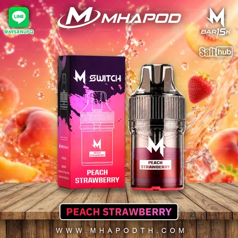 M-SWITCH 15K หัวพอตเปลี่ยน 15000 คำ กลิ่น PEACH STRAWBERRY (พีชสตรอว์เบอร์รี)