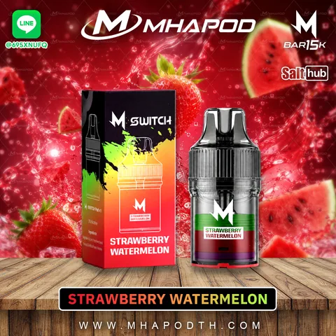 M-SWITCH 15K หัวพอตเปลี่ยน 15000 คำ กลิ่น STRAWBERRY WATERMELON (สตรอว์เบอร์รีแตงโม)